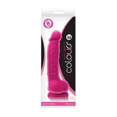 Colours Dual Density 8in Dildo w/Balls Pink Silicone