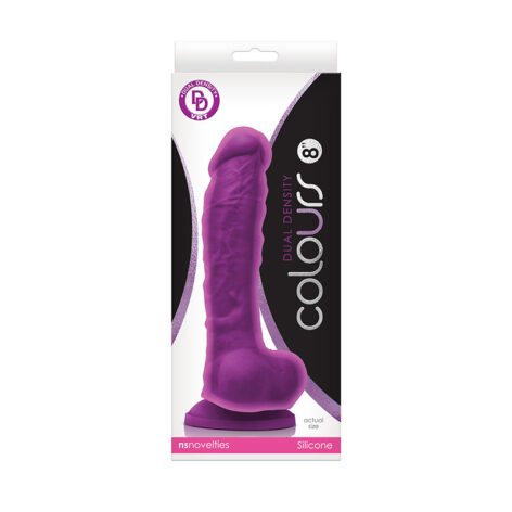 Colours Dual Density 8in Dildo w/Balls Purple Silicone