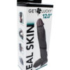 Get Lucky Real Skin Dildo 12in w/Balls Dark Brown