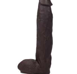 Get Lucky Real Skin Dildo 12in w/Balls Dark Brown