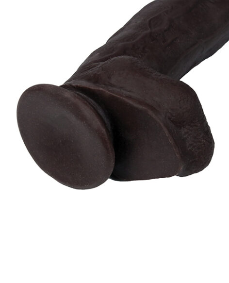 Get Lucky Real Skin Dildo 12in w/Balls Dark Brown