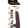 Get Lucky Real Skin Dildo 7.5in w/Balls Dark Brown