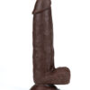 Get Lucky Real Skin Dildo 7.5in w/Balls Dark Brown