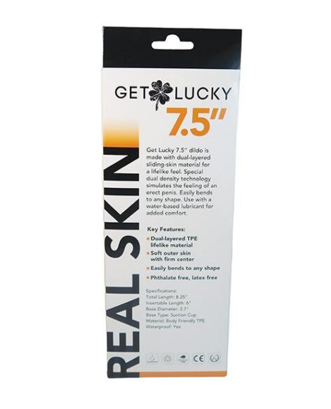 Get Lucky Real Skin Dildo 7.5in w/Balls Light Brown