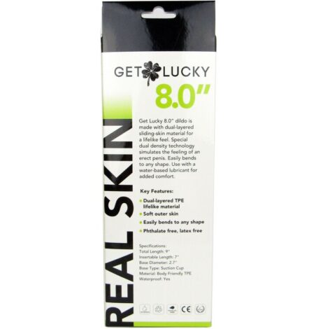 Get Lucky Real Skin Dildo 8in w/Balls Light Brown