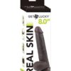 Get Lucky Real Skin Dildo 8in w/Balls Dark Brown