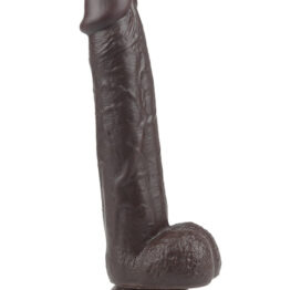 Get Lucky Real Skin Dildo 9in w/Balls Dark Brown