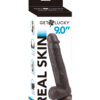 Get Lucky Real Skin Dildo 9in w/Balls Dark Brown