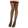 Lace Top Fishnet Thigh High Stockings Black O/S, Rene Rofe