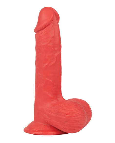 Mr Ruby Get Lucky Real Skin Dildo 7.5in w/Balls Red