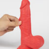 Mr Ruby Get Lucky Real Skin Dildo 7.5in w/Balls Red