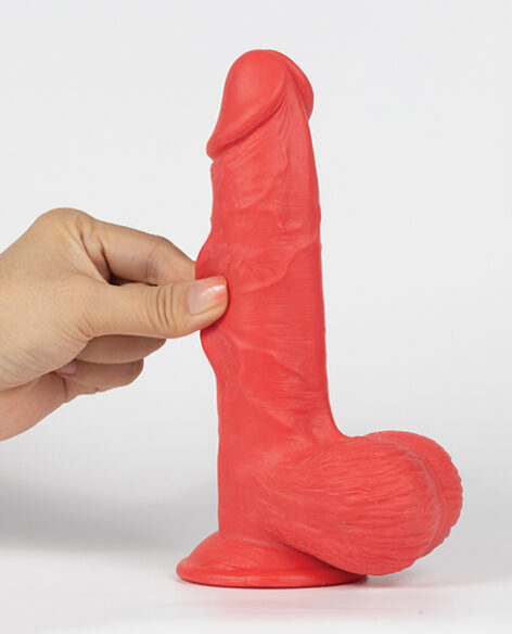 Mr Ruby Get Lucky Real Skin Dildo 7.5in w/Balls Red