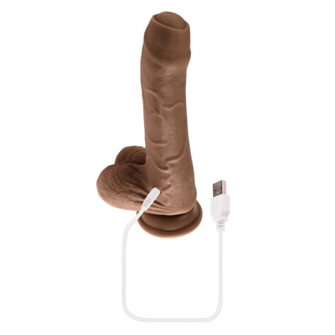 PeekABoo Uncut Vibrating Dildo 8in w/Balls Brown, Evolved