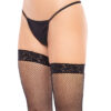 René Rofé Floral Lace Top Fishnet Thigh Highs Black O/S