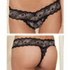 Crotchless Lace V Thong Black S/M, Rene Rofe