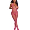 Diamond Net Halter Bodystocking Pink O/S, Dreamgirl