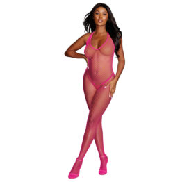 Diamond Net Halter Bodystocking Pink O/S, Dreamgirl