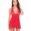 Dolled Up Halter Chemise & G-String Red, Rene Rofe