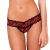 René Rofé Crotchless Lace V-Thong Red/Black