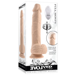 Full Monty Dildo 9in Thrusting Twirling w/Balls Light Beige