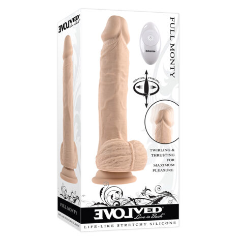 Full Monty Dildo 9in Thrusting Twirling w/Balls Light Beige