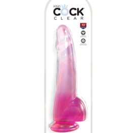 King Cock 10in Dildo w/Balls Clear/Pink, Pipedream