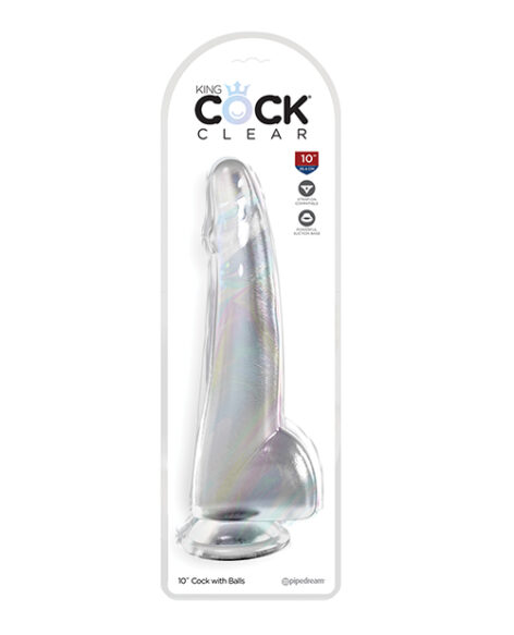 King Cock 10in Dildo w/Balls Clear, Pipedream