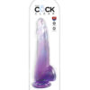 King Cock 10in Dildo w/Balls Clear/Purple, Pipedream