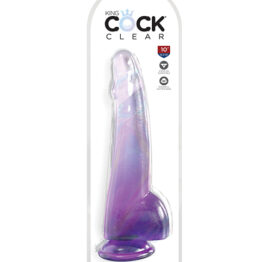 King Cock 10in Dildo w/Balls Clear/Purple, Pipedream