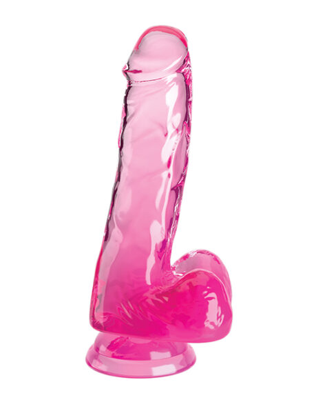 King Cock 6in Dildo w/Balls Clear/Pink, Pipedream