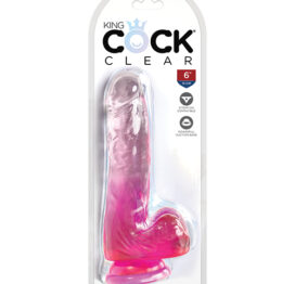 King Cock 6in Dildo w/Balls Clear/Pink, Pipedream