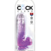 King Cock 6in Dildo w/Balls Clear/Purple, Pipedream