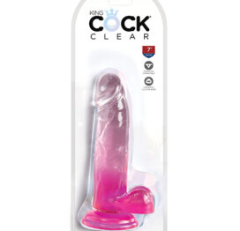 King Cock 7in Dildo w/Balls Clear/Pink, Pipedream
