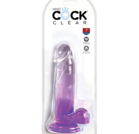 King Cock 7in Dildo w/Balls Clear/Purple, Pipedream