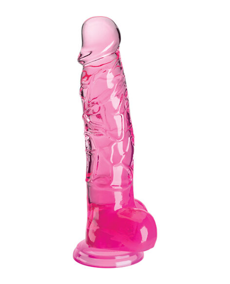 King Cock 8in Dildo w/Balls Clear/Pink, Pipedream
