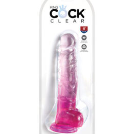 King Cock 8in Dildo w/Balls Clear/Pink, Pipedream