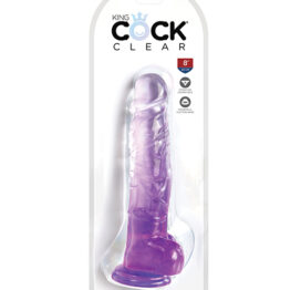 King Cock 8in Dildo w/Balls Clear/Purple, Pipedream