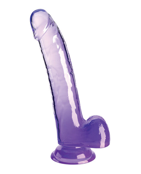 King Cock 9in Dildo w/Balls Clear/Purple, Pipedream