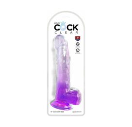 King Cock 9in Dildo w/Balls Clear/Purple, Pipedream