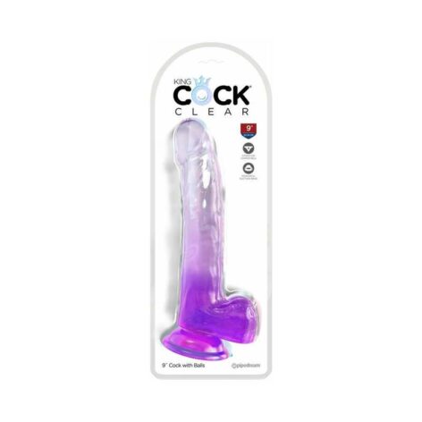 King Cock 9in Dildo w/Balls Clear/Purple, Pipedream