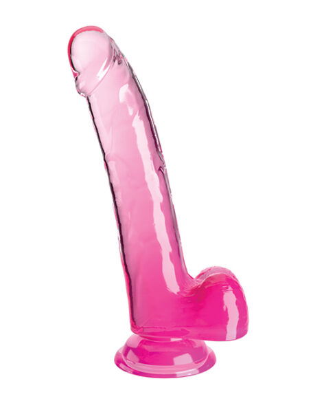 King Cock 9in Dildo w/Balls Pink/Clear, Pipedream