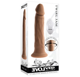 Twirl Jam Dildo 9.25in Twirling w/Suction Cup Dark Brown