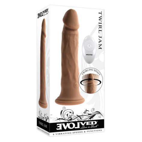 Twirl Jam Dildo 9.25in Twirling w/Suction Cup Dark Brown