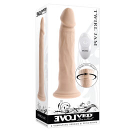 Twirl Jam Dildo 9.25in Twirling w/Suction Cup Light Beige