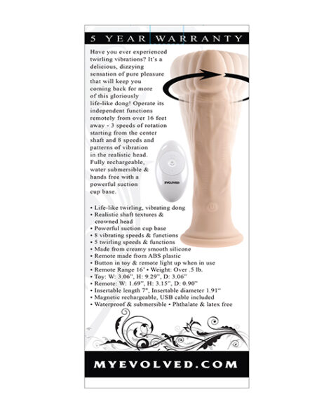 Twirl Jam Dildo 9.25in Twirling w/Suction Cup Light Beige