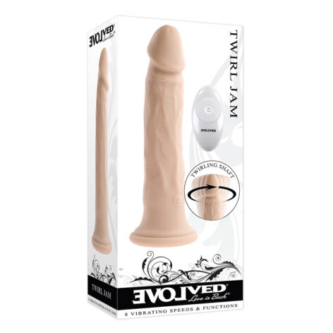 Twirl Jam Dildo 9.25in Twirling w/Suction Cup Light Beige