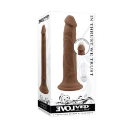 In Thrust We Trust Dildo 9.5in Thrusting w/Suction Cup Brown