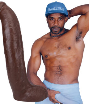 Brickzilla Dildo 13in UltraSkyn w/Balls Black, Doc Johnson