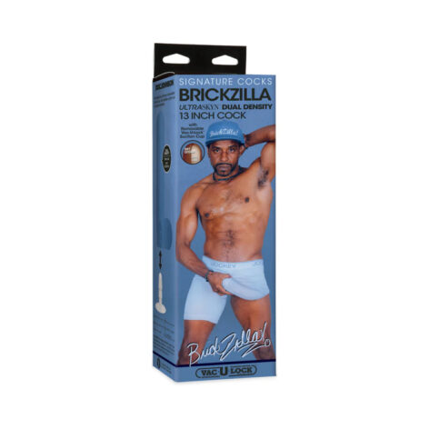 Brickzilla Dildo 13in UltraSkyn w/Balls Black, Doc Johnson