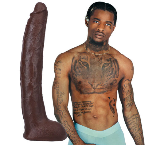 Damion Dayski Dildo 12in w/Balls Chocolate Black, Doc Johnson